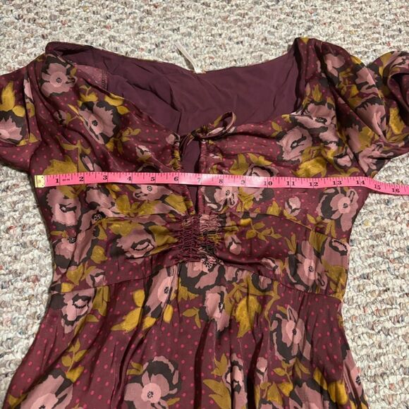 Free People Morning Light Long Sleeve Purple Maroon Floral Dress- Size 4 - Picture 8 of 12